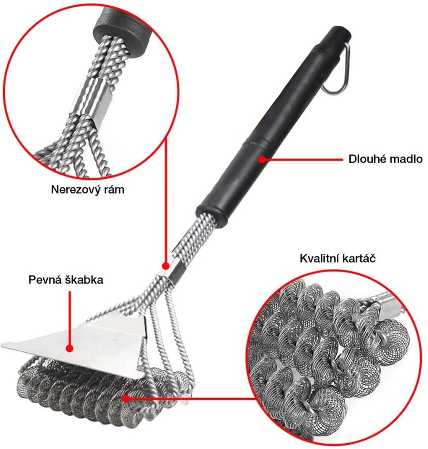 WELFON Drótkefe a BBQ grill tisztítására