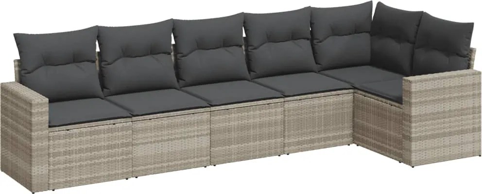 vidaXL 6 részes világosszürke polyrattan kerti ülőgarnitúra párnákkal