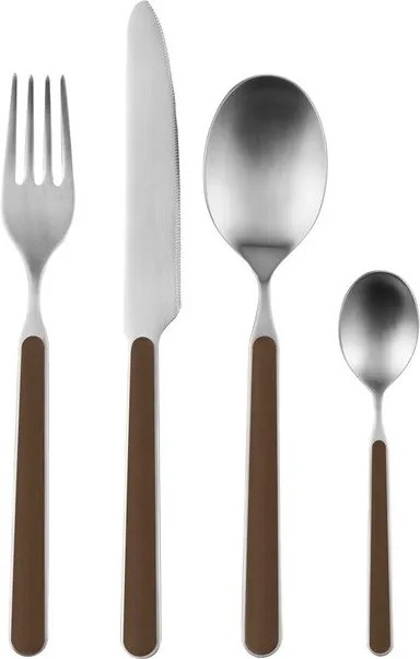 Barna-ezüstszínű rozsdamentes acél egyszemélyes evőeszköz készlet 4 db-os Noli – noo.ma
