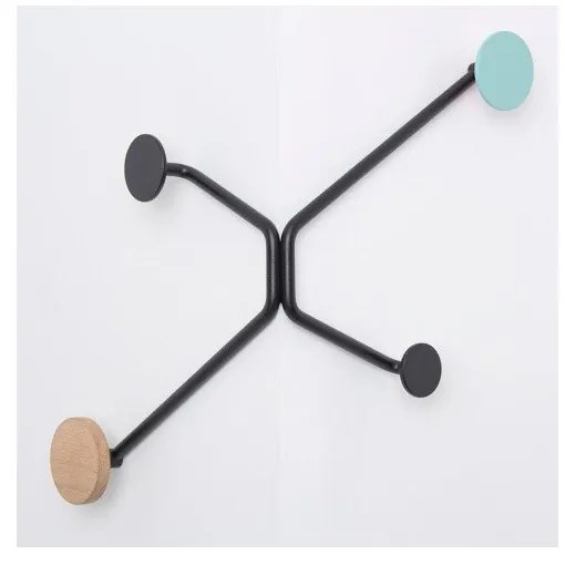 Hook fekete fali akasztó külső sarokra mentol zöld részletekkel - Gazzda