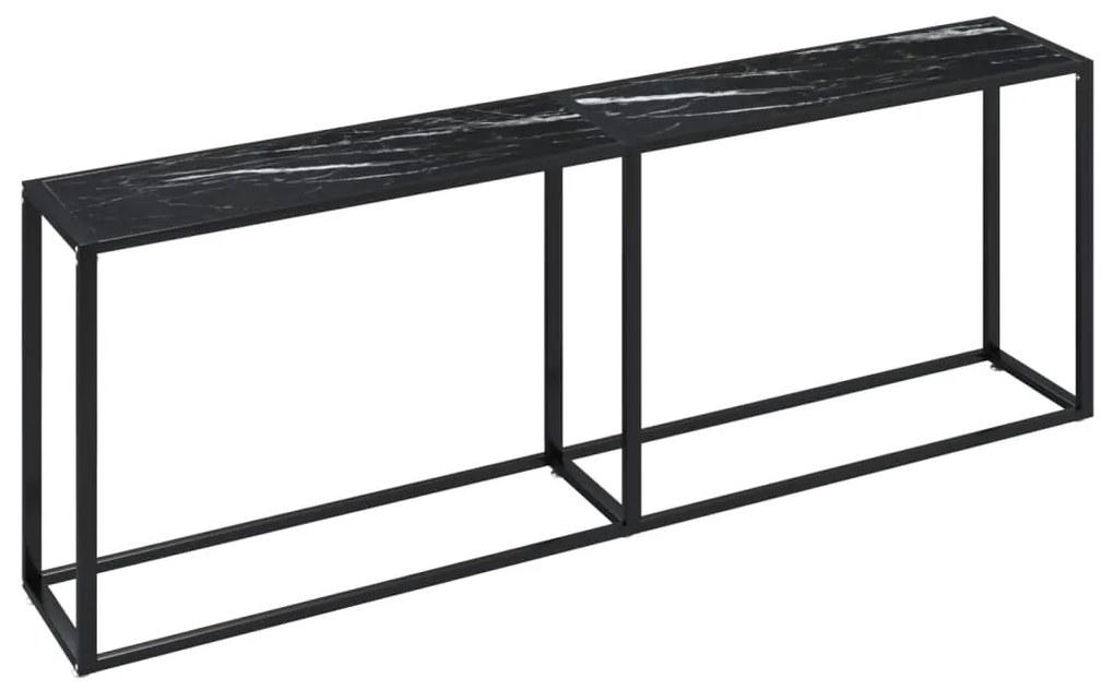 fekete márványszínű edzett üveg tálalóasztal 220 x 35 x 75,5 cm