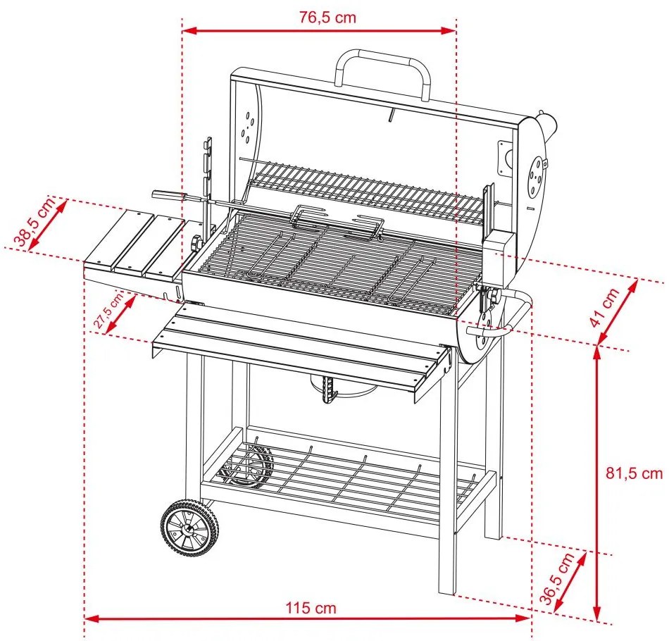 KRISTEN Multifunkciós grill füstölővel + elektromos tű