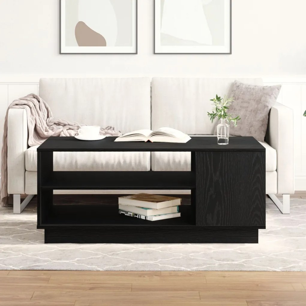 Fekete Tölgy Coffee Table 102x55x43 cm Mérnöki Fából készült