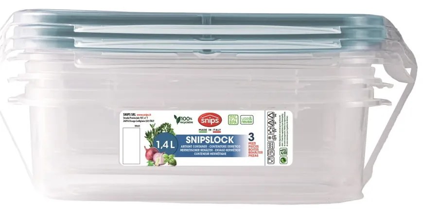 Élelmiszertartó doboz szett 3 db-os Snipslock – Snips