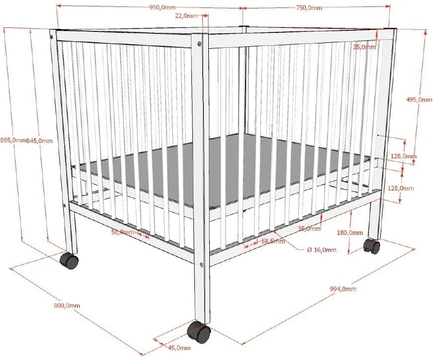 Barna bükkfa járóka 95x75 cm Dino – Vipack