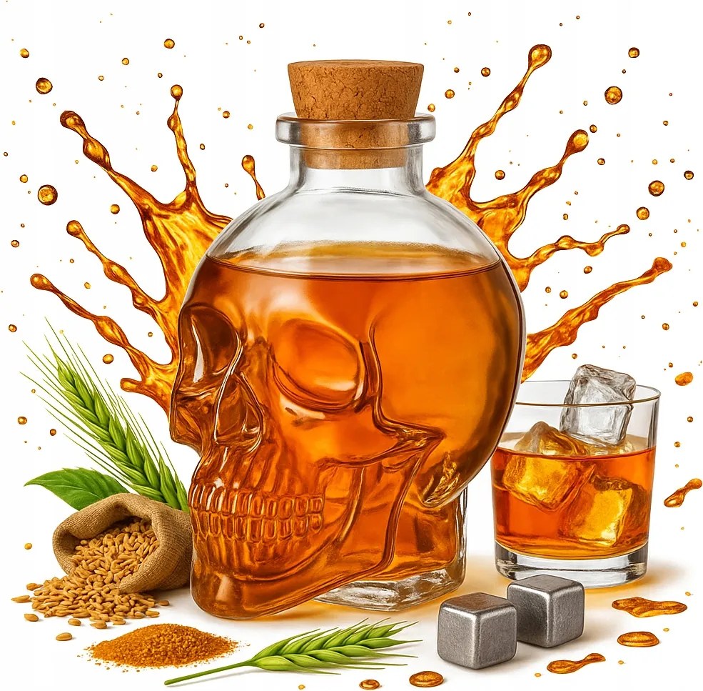 Karafka Üveg Palack Koponya 100ml Alkoholos Palackok Ajándék Dekoráció