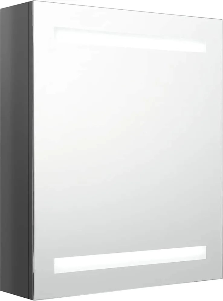 vidaXL fényes szürke LED-es tükrös fürdőszobaszekrény 50 x 14 x 60 cm