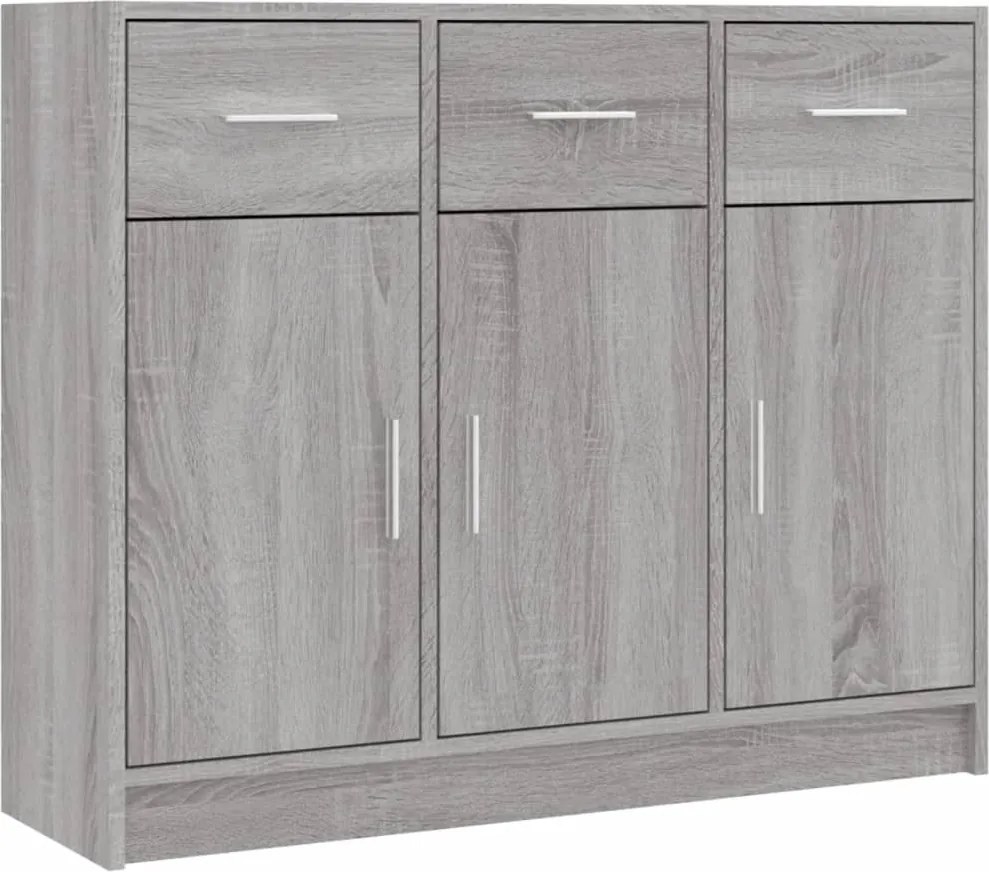 vidaXL szürke sonoma színű szerelt fa tálalószekrény 91x28x75 cm