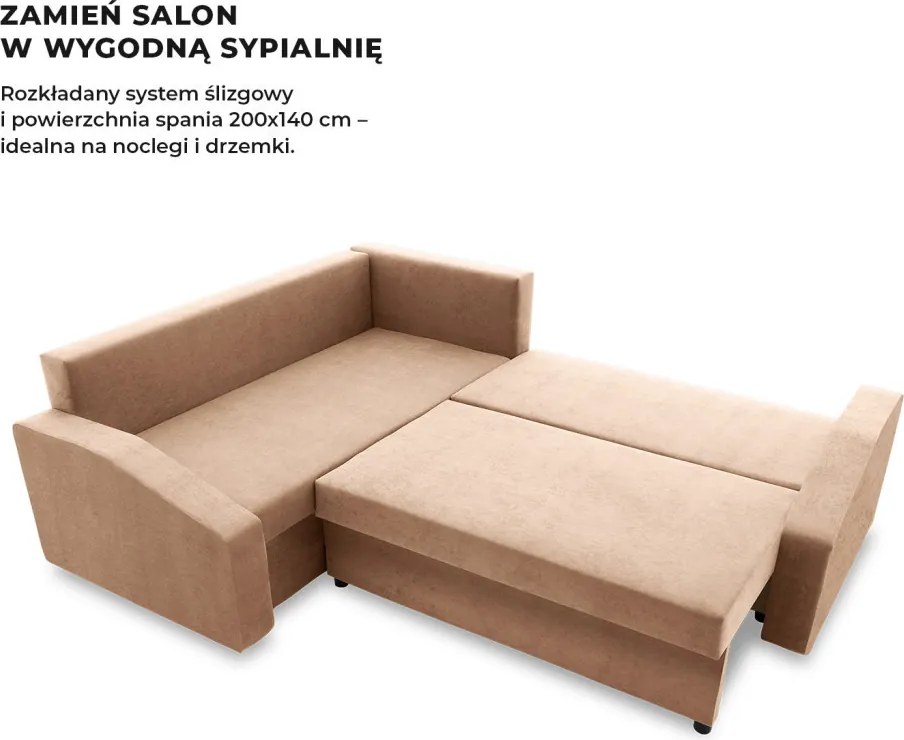 Grande Plus sarokkanapé, baloldali, szövet anyag, barna