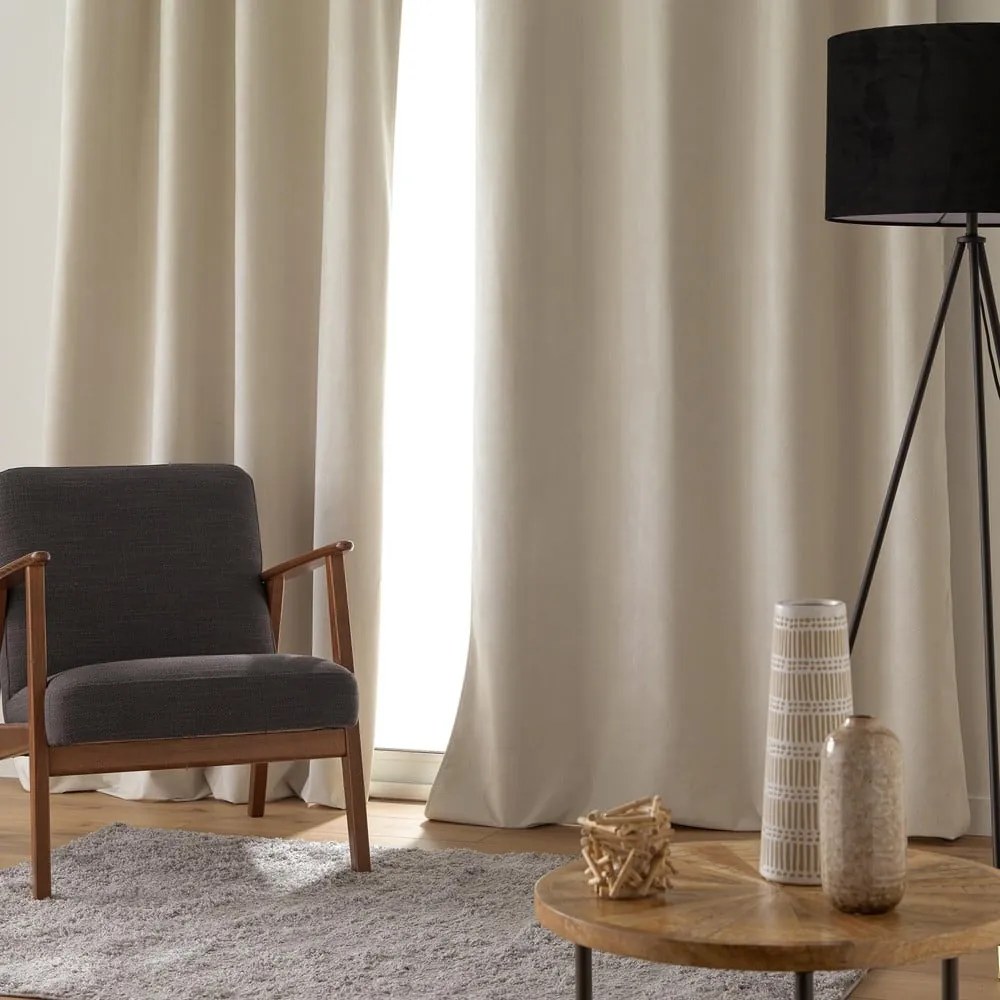 Bézs bársony függöny 140x260 cm Olympe – douceur d'intérieur