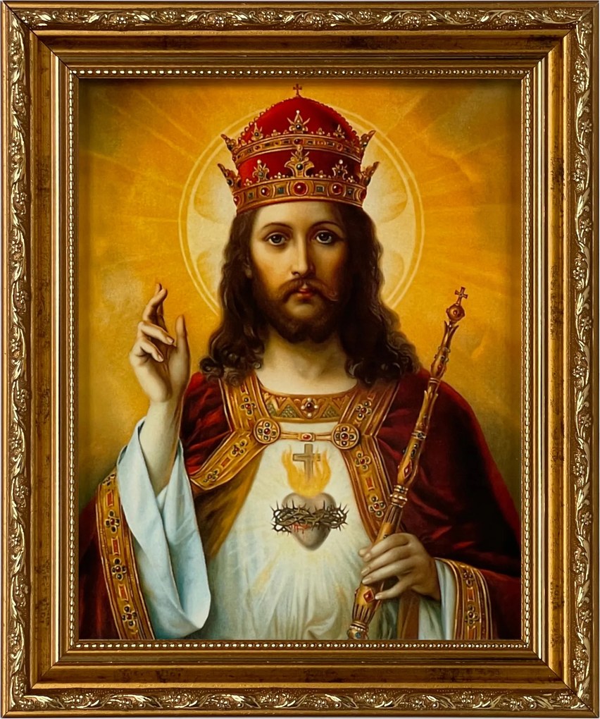 Vászonkép 31x26 Jézus Krisztus Az Arany Királya Díszített Keret