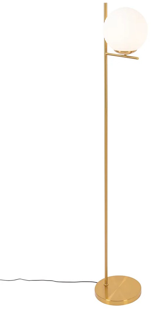 Art Deco állólámpa arany és opál üveggel - Flore