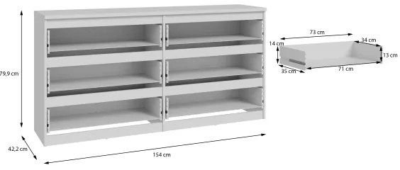 MAO fehér fiókos komód
