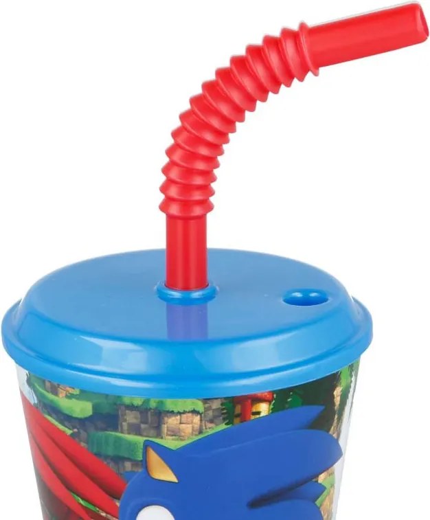 Sonic a sündisznó Adventure szívószálas pohár, műanyag 430 ml