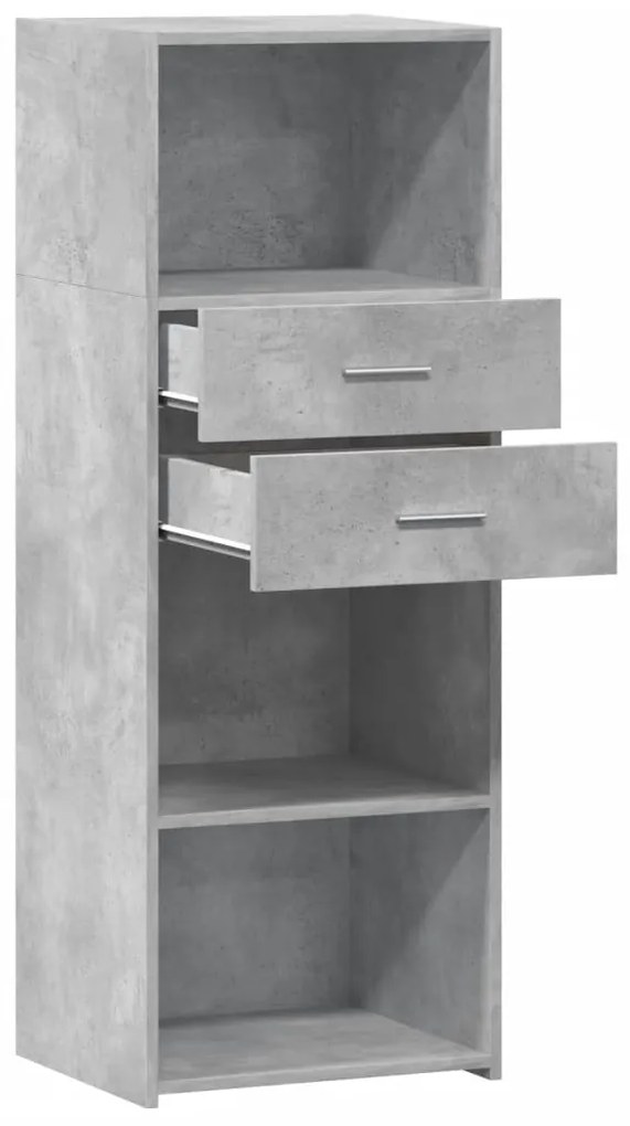 betonszürke szerelt fa magasszekrény 45 x 42,5 x 124 cm