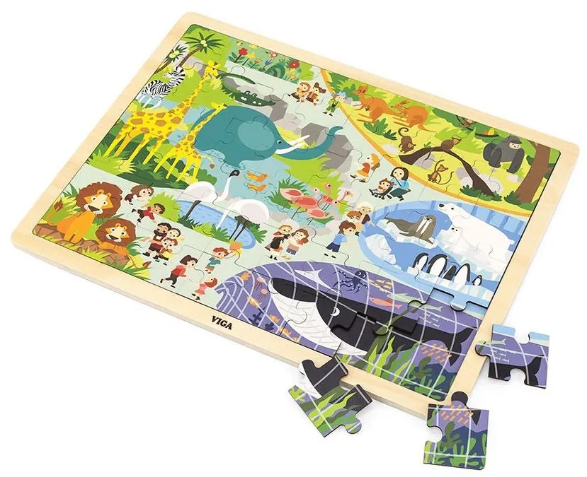 Gyermek fa puzzle Viga Zoo 48 db