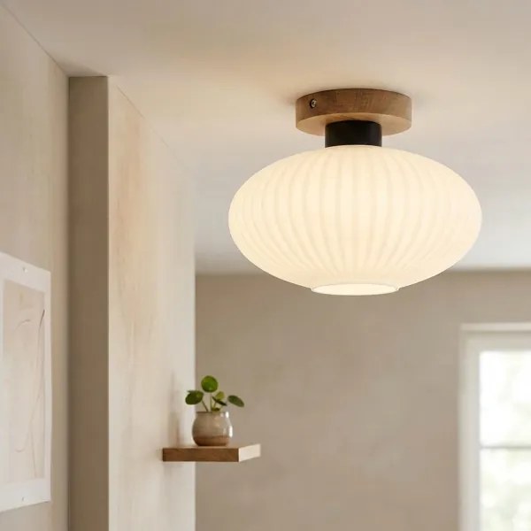 Mennyezeti lámpa HARMA WOOD 1xE27/15W/230V tölgy/fehér Ø 25 cm