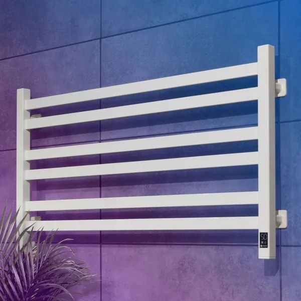 Fürdőszobai törölközőszárító radiátor AVANGARD, termosztáttal, 300W/230V, 50,6 cm, IP44, fehér, balos