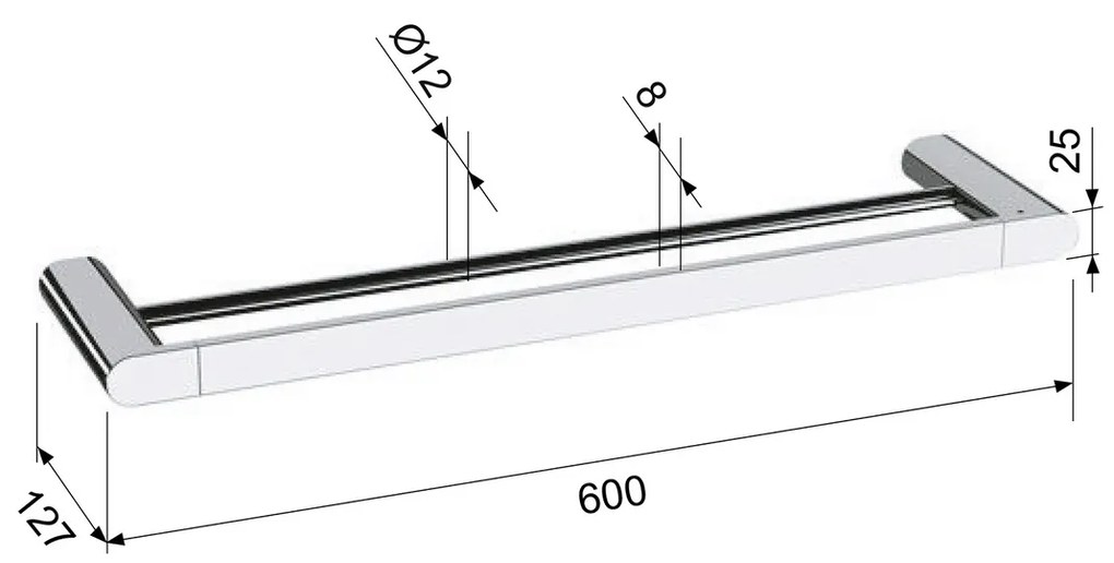 SAPHO RF011/15 Flori dupla törülközőtartó 60 x12,7 cm, fekete matt