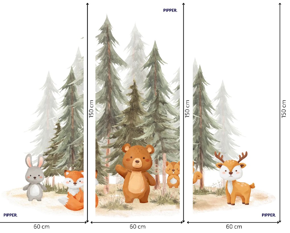 PIPPER. Textil falmatrica "Erdő állatokkal 2" Méret: 72x60cm