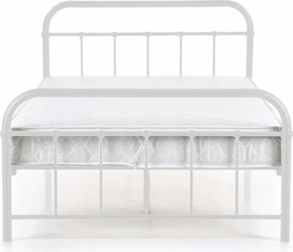 Fém ágy 120x200 cm méretben, fehér színben PABLO