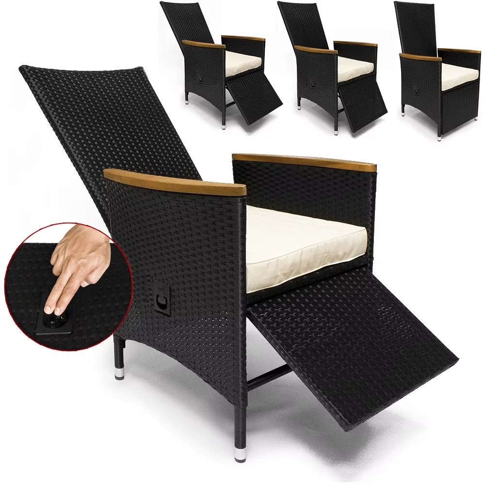 Deuba Berlin 1+8 polyrattan kerti bútor szett, állítható - fekete/fa