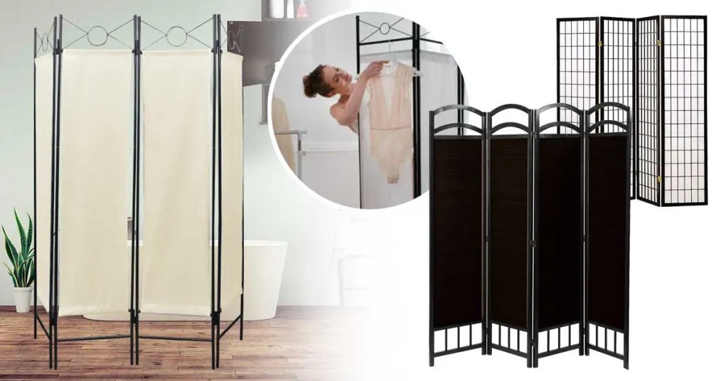 4 paneles térelválasztó paraván-sötétbarna