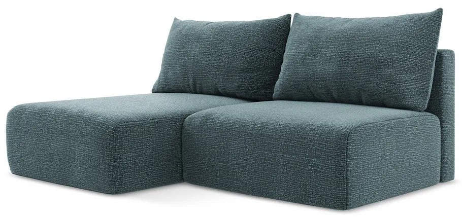 Türkiz kinyitható-tárolóhelyes sarokkanapé (bal oldali) Kalena – Makamii