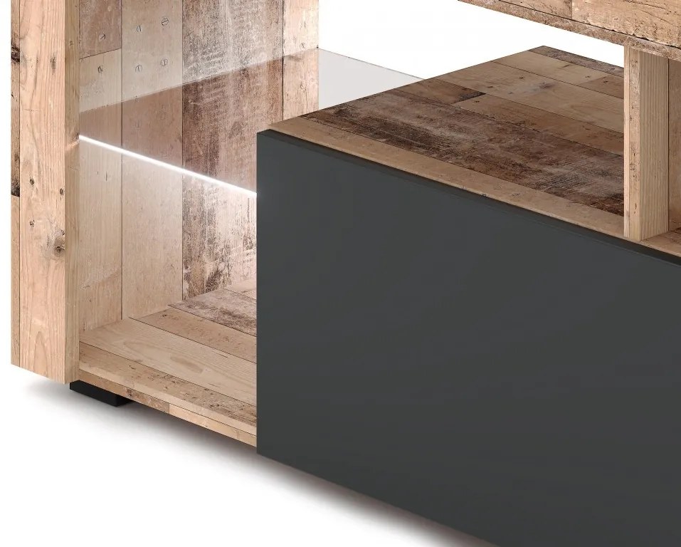 Everest TV Állvány Led Világítással Öregtölgy/Antracit Színben. 140 cm.