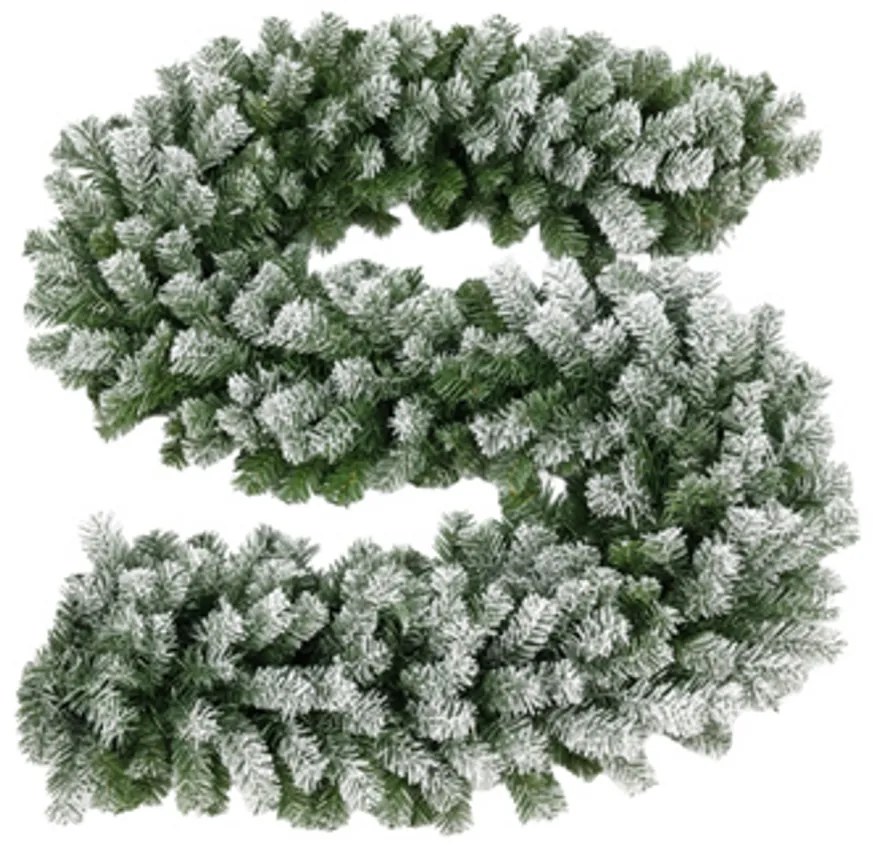 Karácsonyi prémium girland havas mintával, műfenyőből, 2,7 méteres, 26244