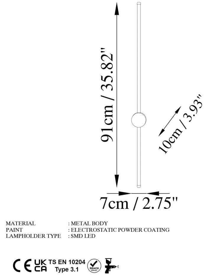 Aranyszínű LED fali lámpa ø 7 cm Sword – Opviq lights