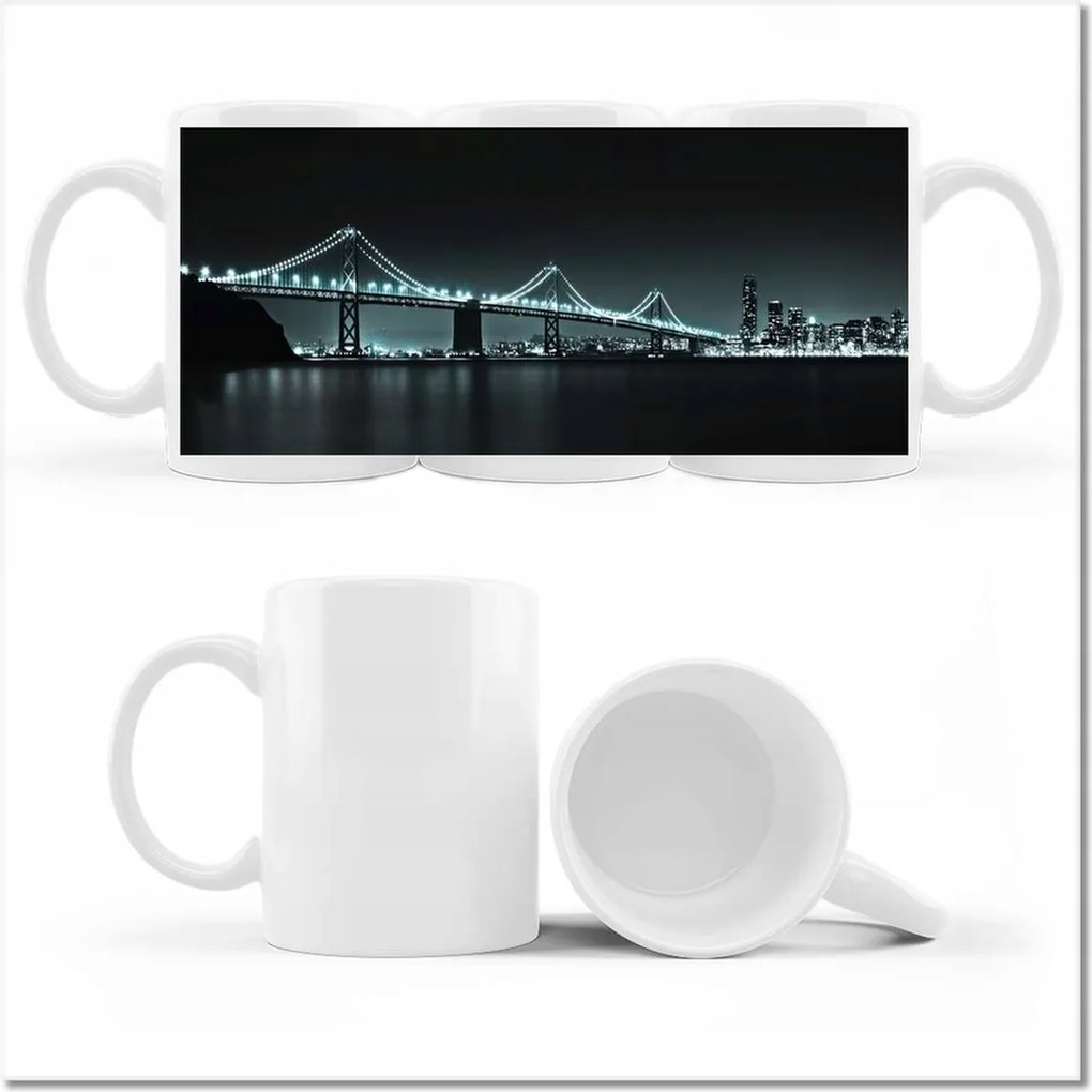 Nyomott mintás bögre Usa Híd az éjszakában Fények