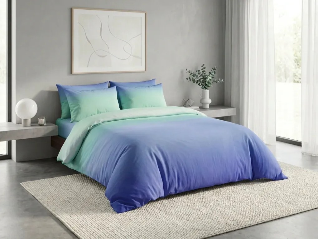 Pamut ágynemű OMBRE kék Ágyneműhuzat mérete: 2 db 70 x 90 cm | 200 x 220 cm