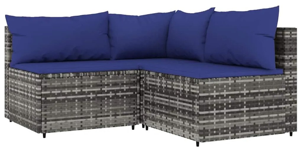 4 részes szürke polyrattan kerti ülőgarnitúra párnákkal