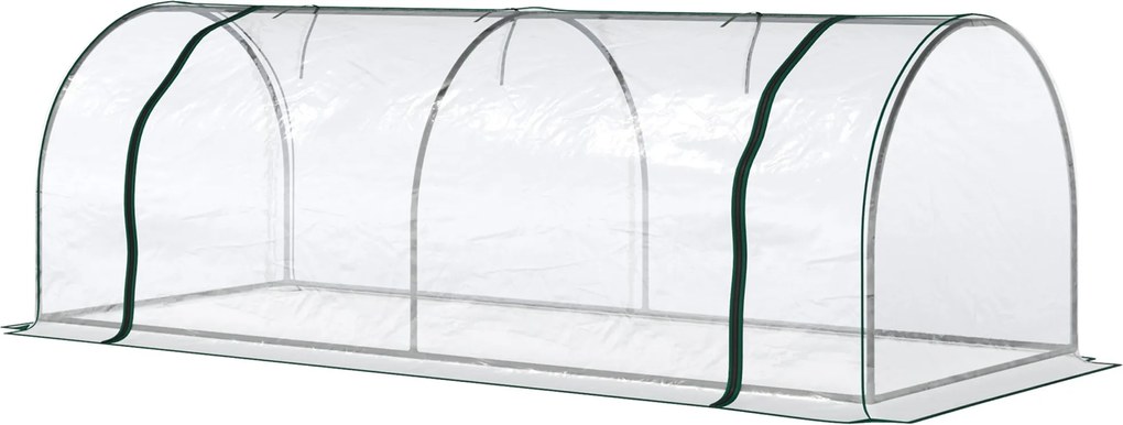 Outsunny Üvegház Ajtóval, Fólia Üvegház Acélból, Üvegház Erkélyre, Kertbe, Paradicsomház 250x100x80cm, Paradicsom Üvegház Paradicsomhoz, Zöldségekhez,