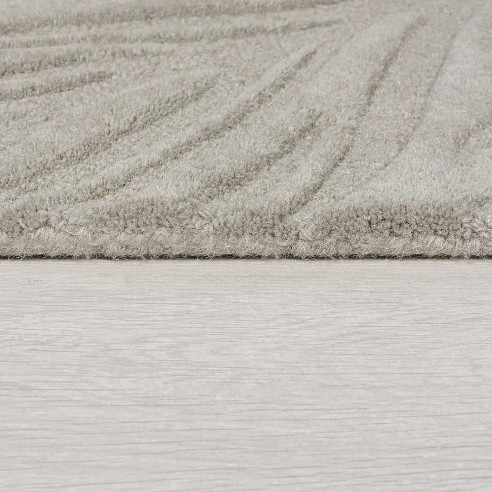 Világosszürke gyapjú futószőnyeg 60x230 cm Lino Leaf – Flair Rugs