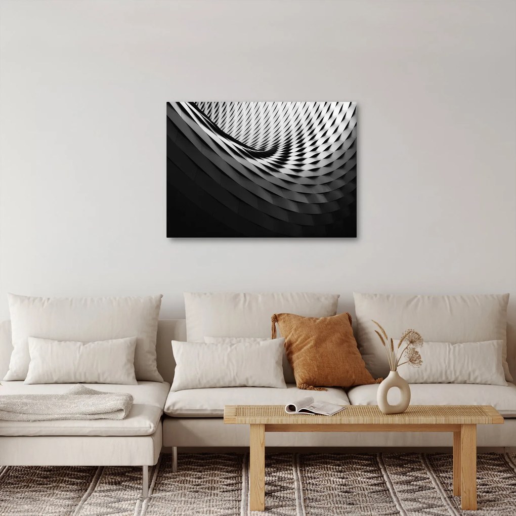 Absztrakt kép - fekete-fehér spirál (70x50 cm)