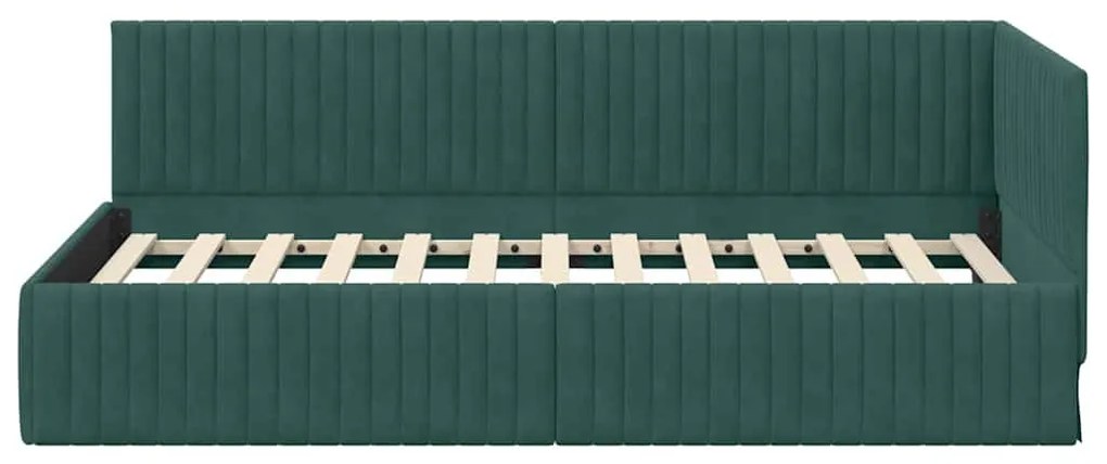 Sarokágy keret fejtámlával Sötétzöld 100 x 200 cm Bársony