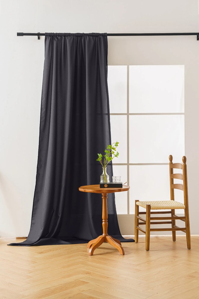 Függöny OXFORD LIGHT 140x250 cm, sötétszürke Felfüggesztés: Hullámos sínszalag