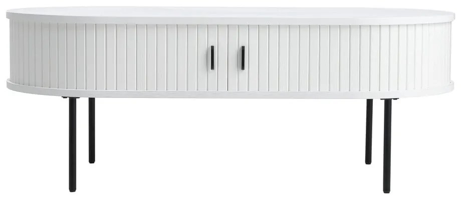 Fehér dohányzóasztal tölgyfa dekorral 60x120 cm Nola – Unique Furniture