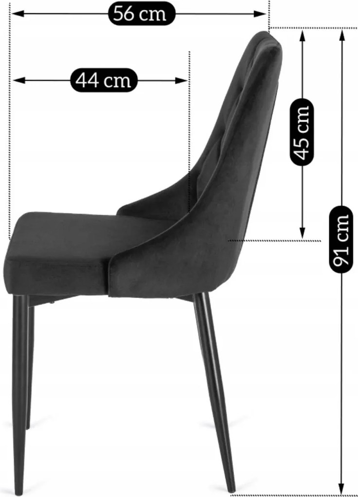 Szék fekete színben, bársony kárpittal CORK