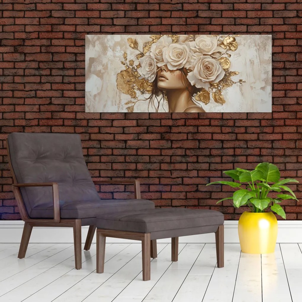 Kép - Lány rózsákkal (120x50 cm)