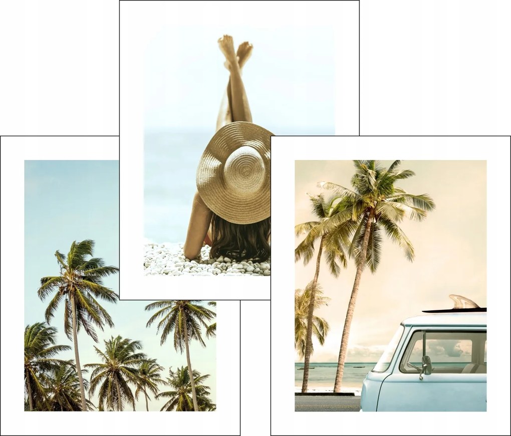 Pálmafák Tenger 3 db-os poszter szett 40x50 kép #123