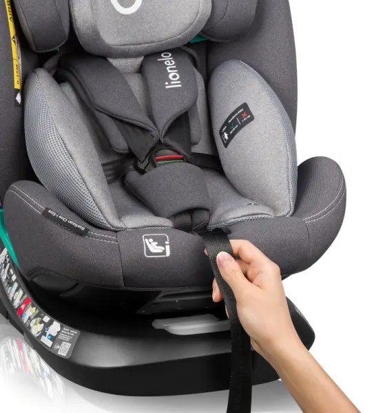 Lionelo - Forgatható autósülés bázissal BASTIAAN ONE i-Size 40-150 cm Szürke kő