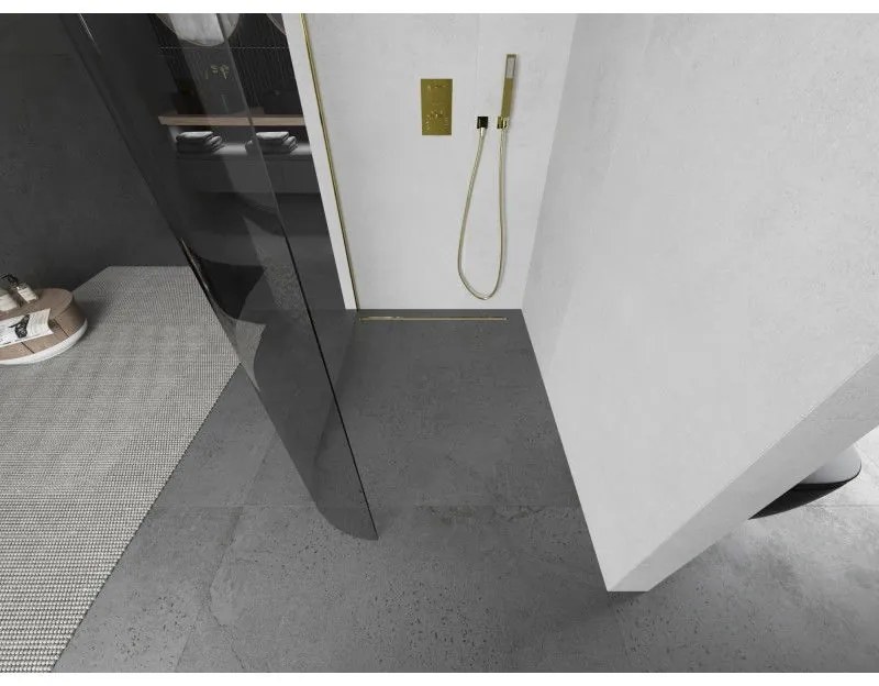 Mexen Kioto, lekerekített zuhanyparaván 80 x 200 cm, 8 mm átlátszó üveg, arany profil, 800-080-101-50-06