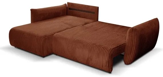 Univerzális, kihúzható L-alakú sarokülőgarnitúra tárolóval FRIDA barna