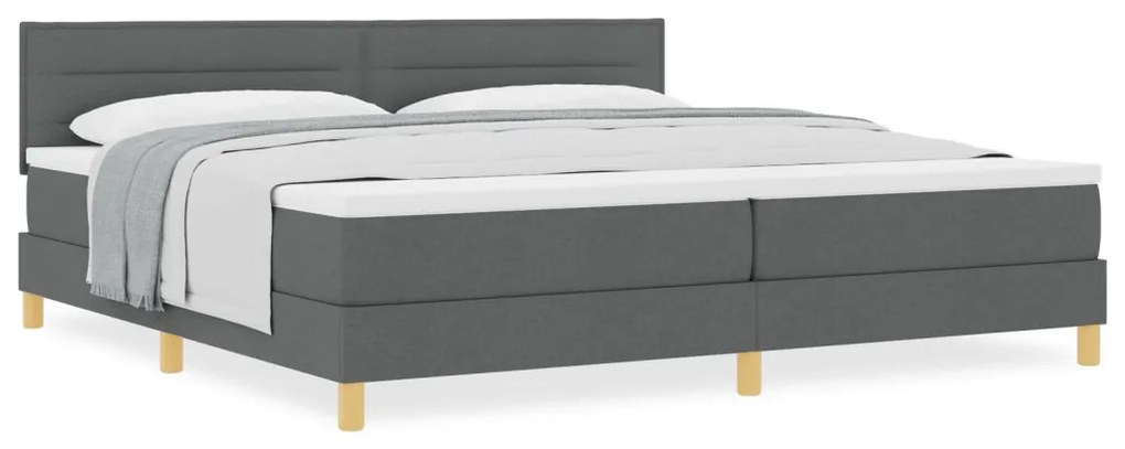 Boxspring ágy matraccal sötétszürke 200x200 cm szövet