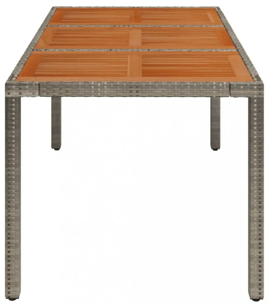 szürke polyrattan falapos kerti asztal 150 x 90 x 75 cm