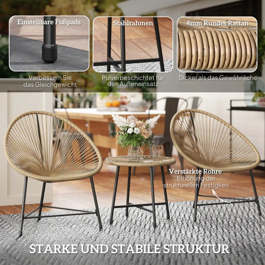 Polyrattan kerti bútor, 2 személyes szett