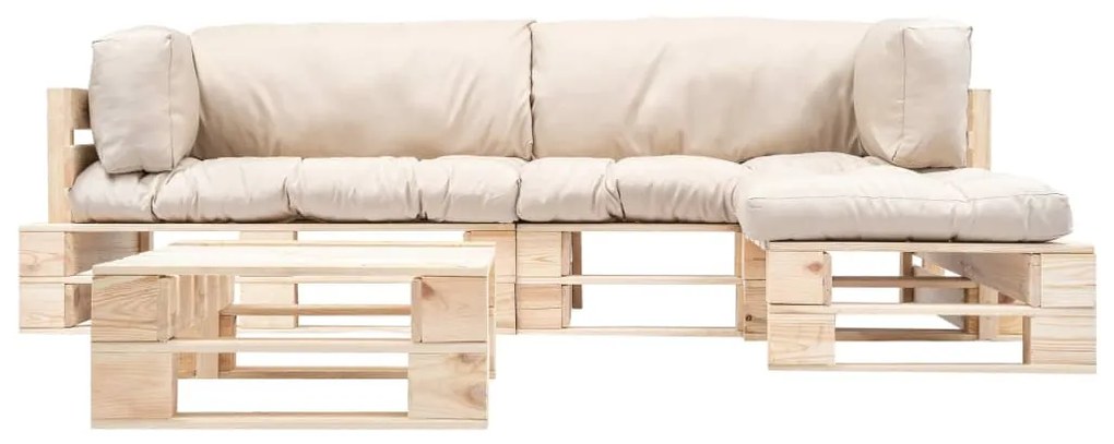 vidaXL 4 darabos kerti fa raklap nyugágyszett homokszínű párnákkal